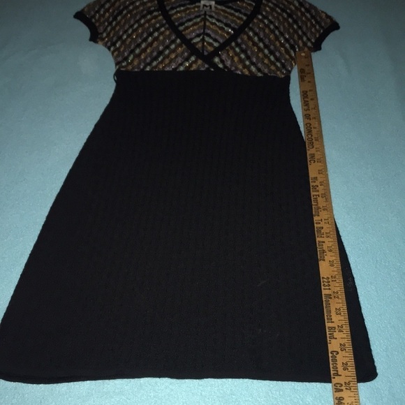 𝅺MISSONI vintage multi colored lined cap sleeves dress tiny mended flaw size 6 - Picture 10 of 12